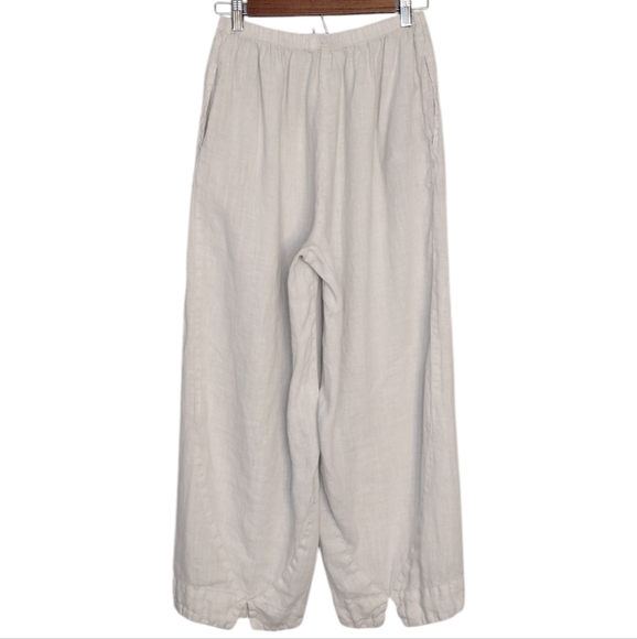Cut Loose Linen Elastic Waist High Rise Lagenlook Minimalist Wide Leg Pants Sz S - Picture 2 of 14